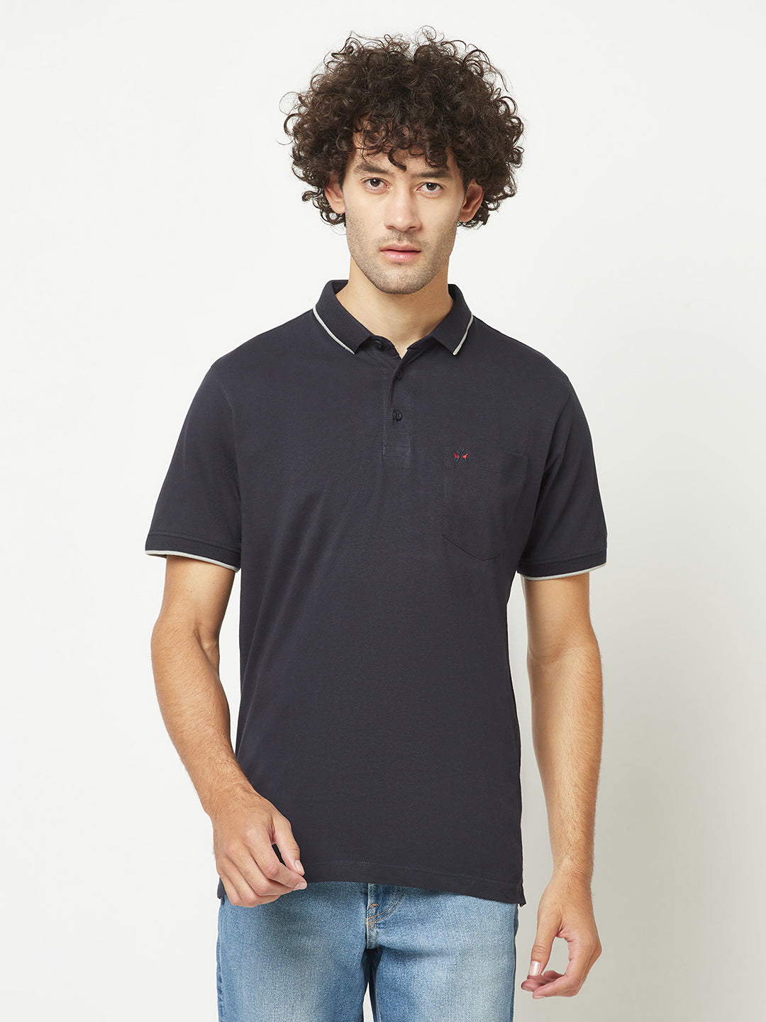  Plain Navy Blue Polo T-Shirt