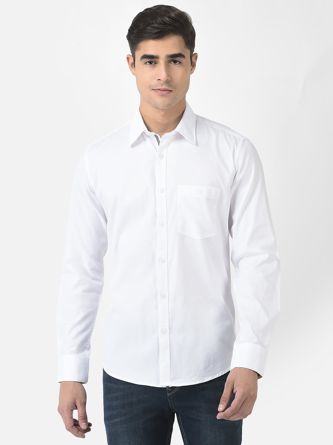  White Button-Down Shirt in Pure Cotton
