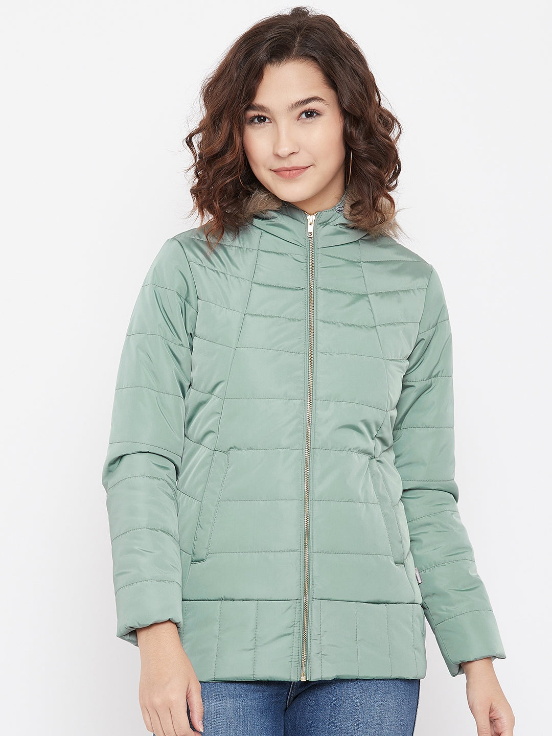 Mint Green Hooded Jacket - Women Jackets