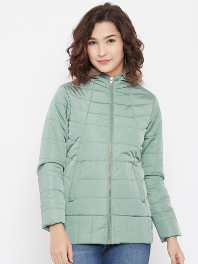 Mint Green Hooded Jacket - Women Jackets