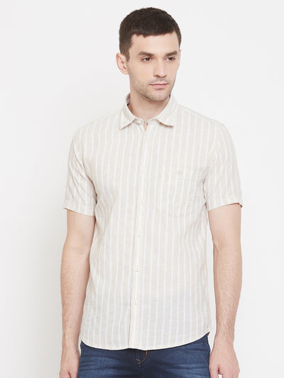 Beige striped shirt - Men Shirts