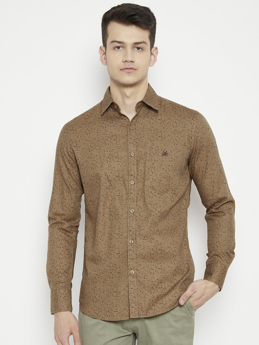 Brown Printed Slim Fit shirt - Men Shirts
