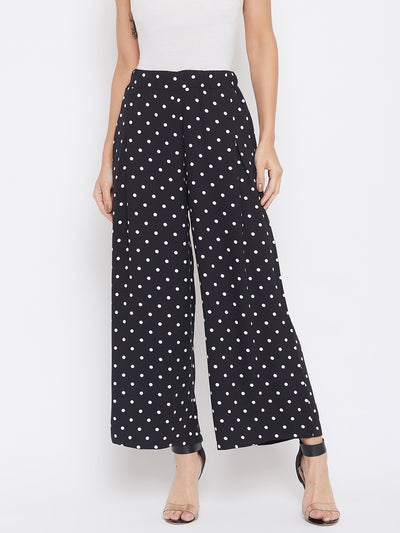 Polka Dots Flared Culottes - Women Trousers