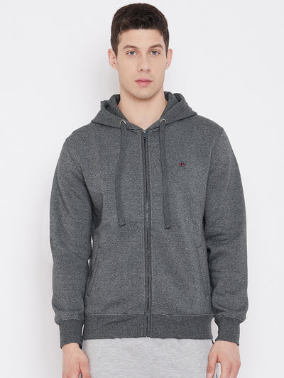 Grey Hooded Sweatshirt - Men Sweatshirts