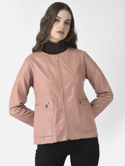  Nude Pink Faux Leather Jacket