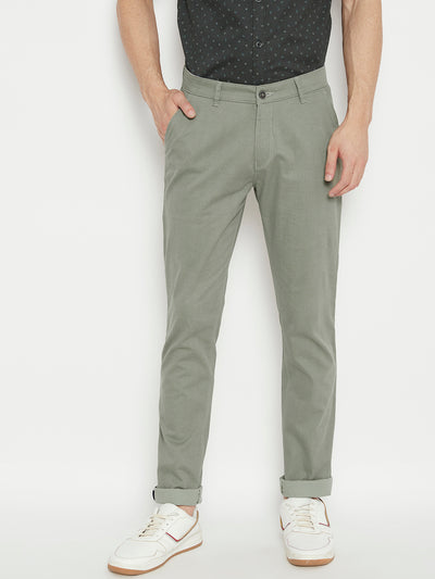 Grey Printed Slim Fit Trousers - Men Trousers