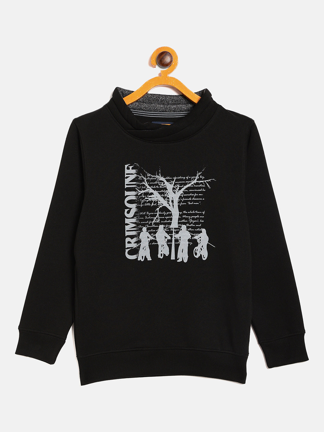 Black Printed High Neck Sweatshirt - Boys Sweatshirts