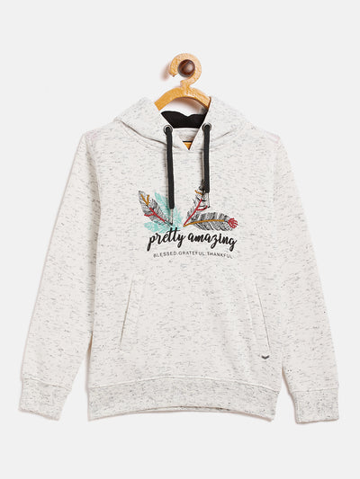 White Printed Hooded Sweatshirt - Girls Sweatshirts