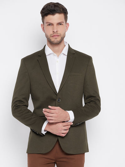 Brown Notched Lapel Blazer - Men Blazers