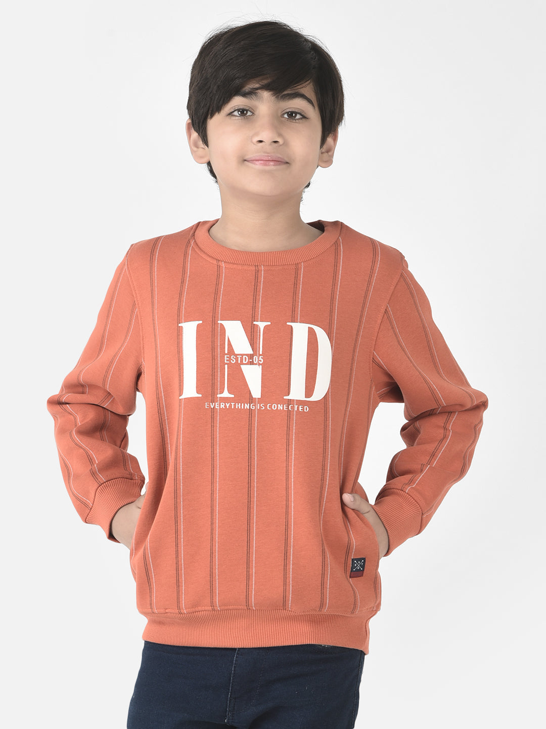  Bold Striped Rust Sweatshirt