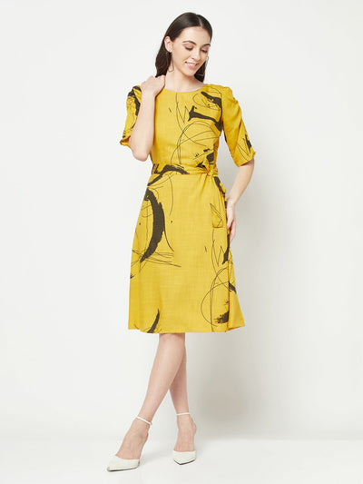  Mustard Tie Belt Dress