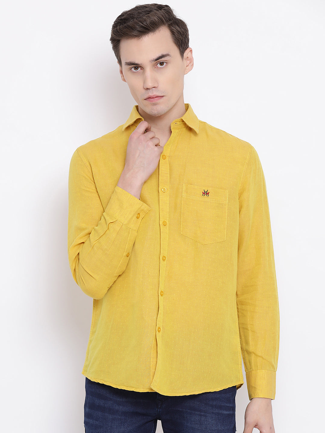 Yellow Printed Shirt - Men Shirts