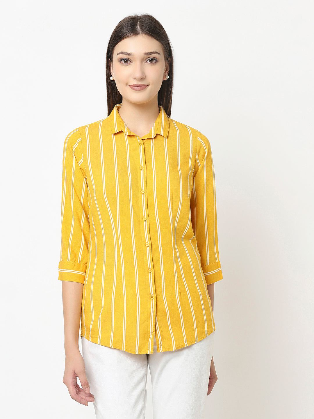 Striped Yellow Shirt in Cotton