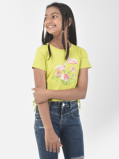  Green Flamingo Crop Top