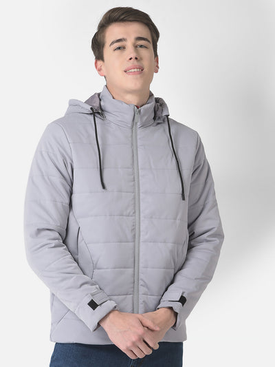  Light Grey Detachable-Hood Jacket