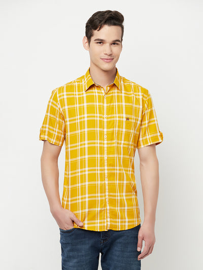 Mustard Checked Shirt - Men Shirts