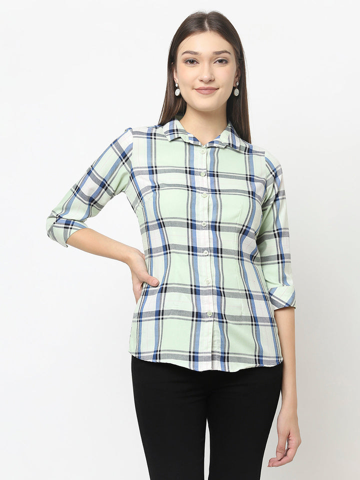 Mint Green Shirt with Tartan Checks