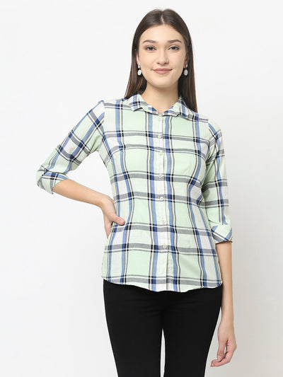 Mint Green Shirt with Tartan Checks