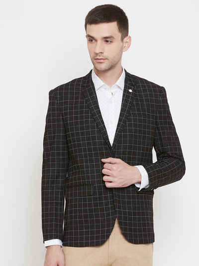 Black Checked Blazer - Men Blazers