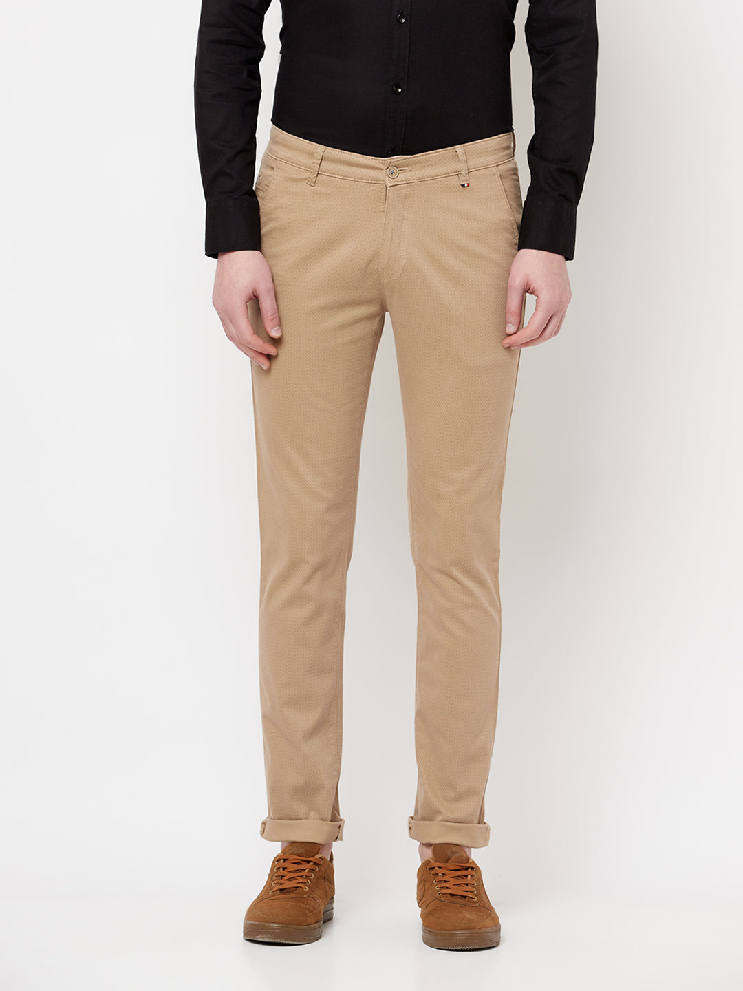 Khaki Printed Trousers - Men Trousers