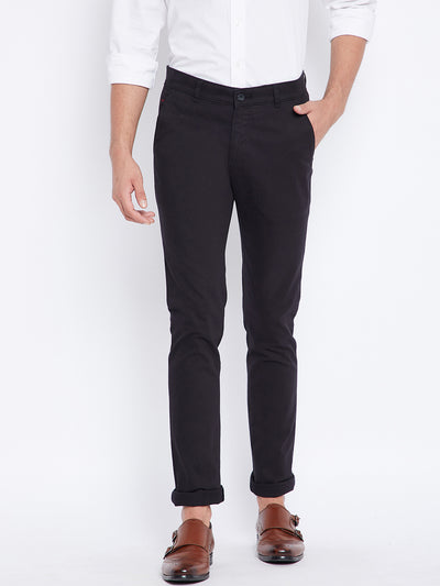Black Slim Fit Trousers - Men Trousers