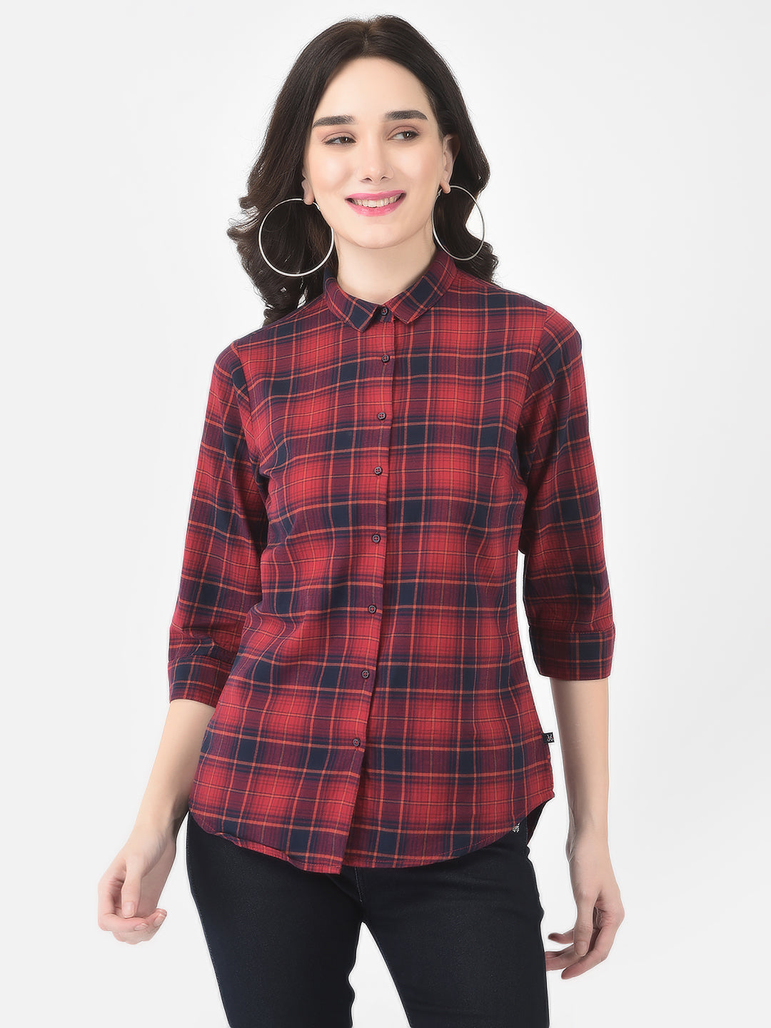 Red Checked Shirt - Women Shirts