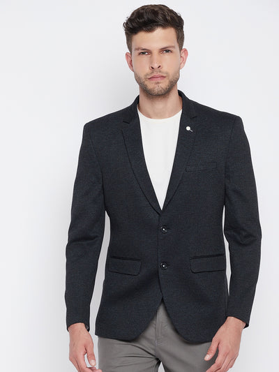 Black Notched Lapel Blazer - Men Blazers