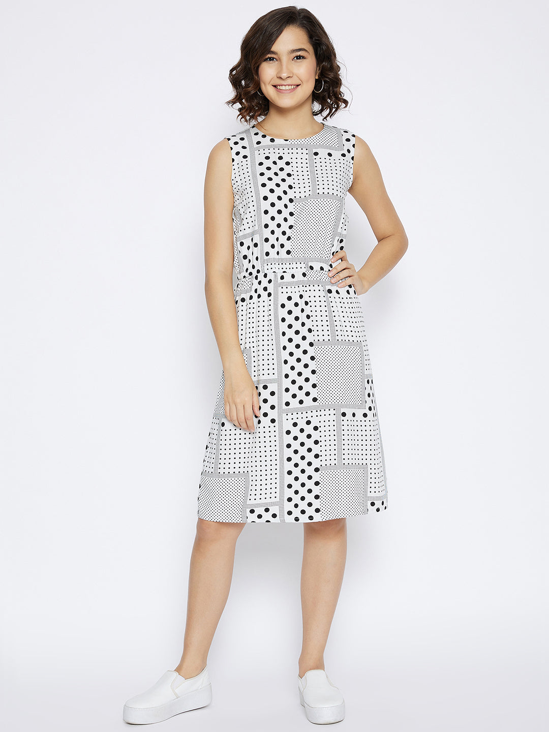 White Polka Dots Dress - Women Dresses