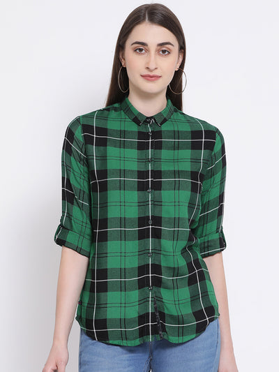 Checked Button up Shirt - Women Shirts