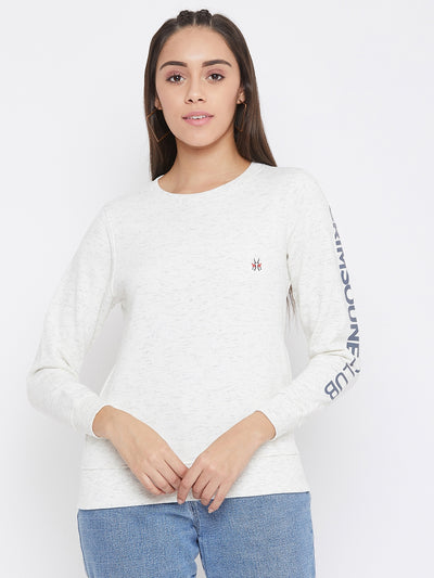 White Round Neck Sweatshirt - Women Sweatshirts