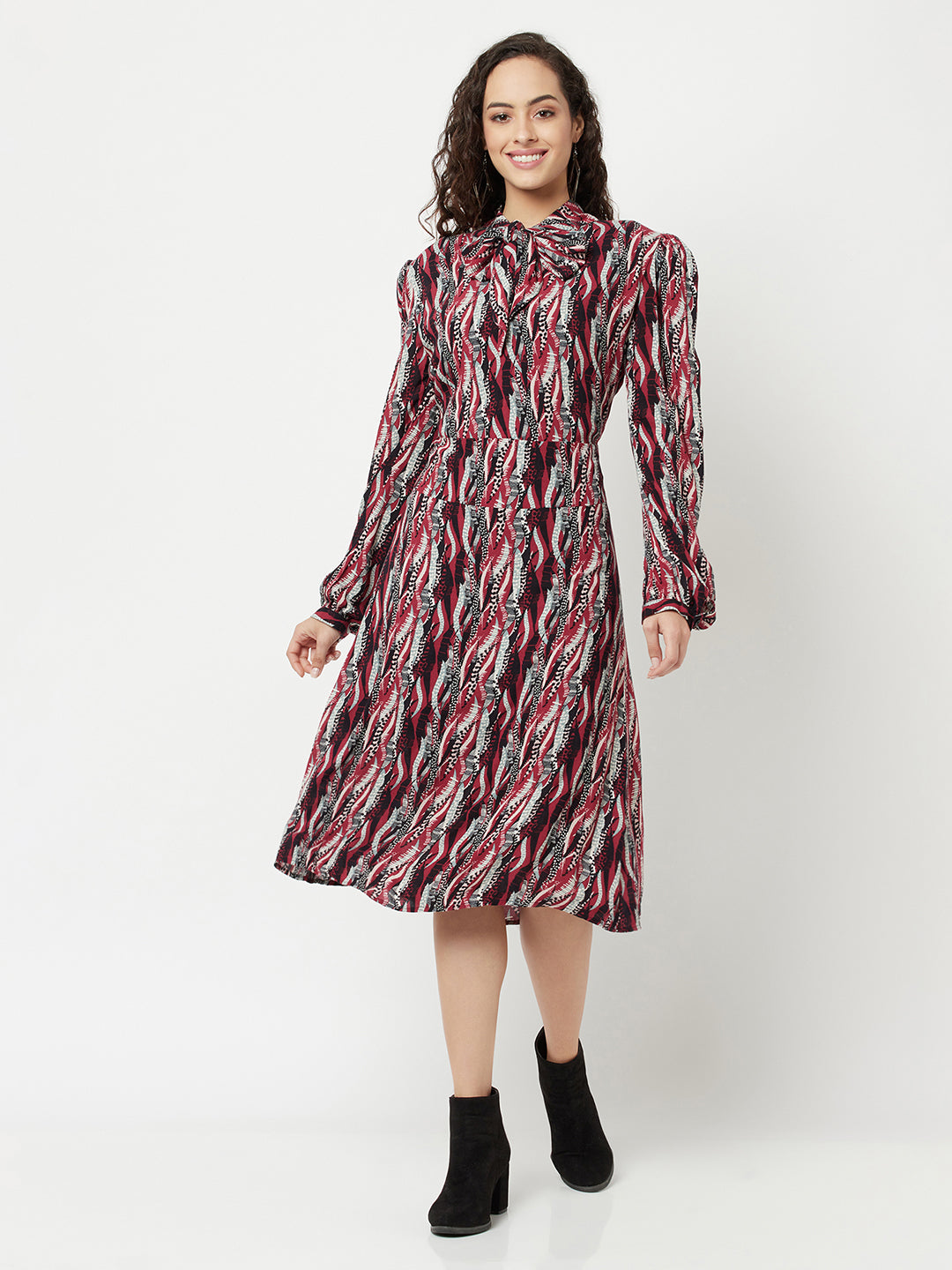 Multi-Colour A-line Dress-Women Dresses-Crimsoune Club