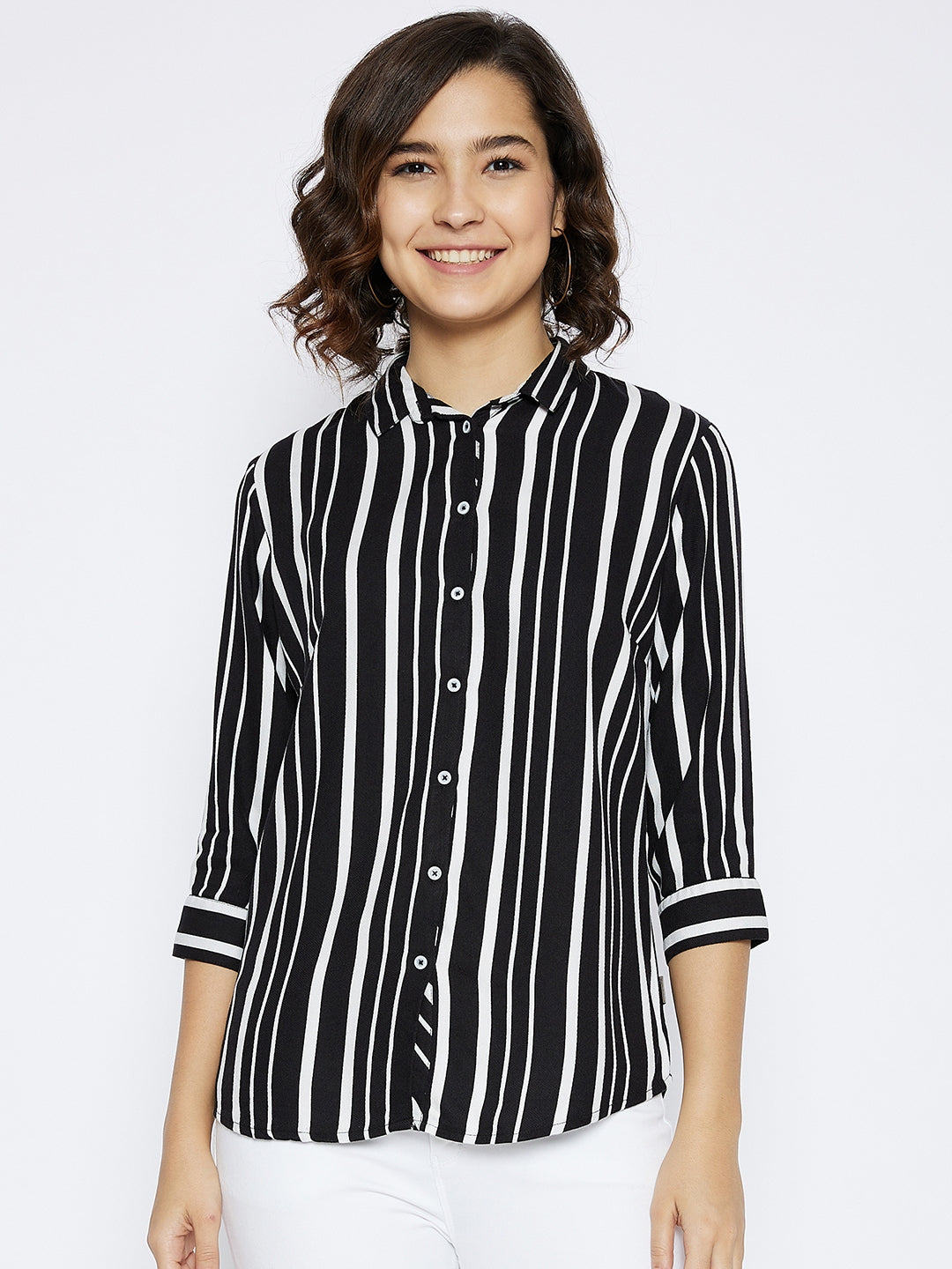 Black Striped Slim Fit shirt - Women Shirts