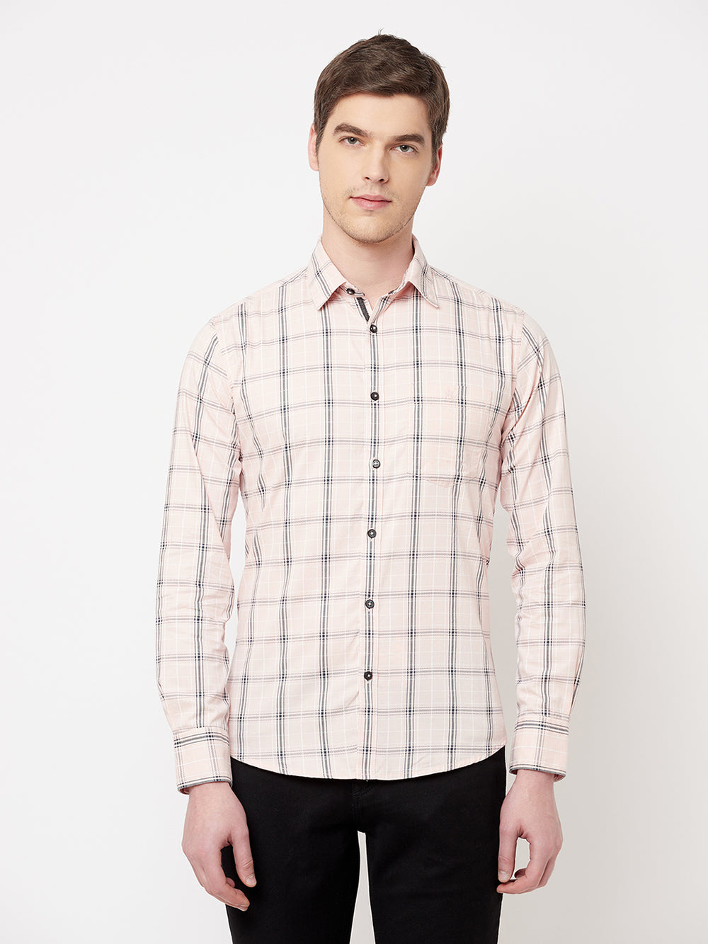 Peach Checked Casual Shirt - Men Shirts