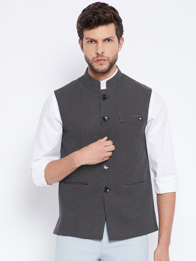 Grey Checked Waistcoat - Men Waist Coat