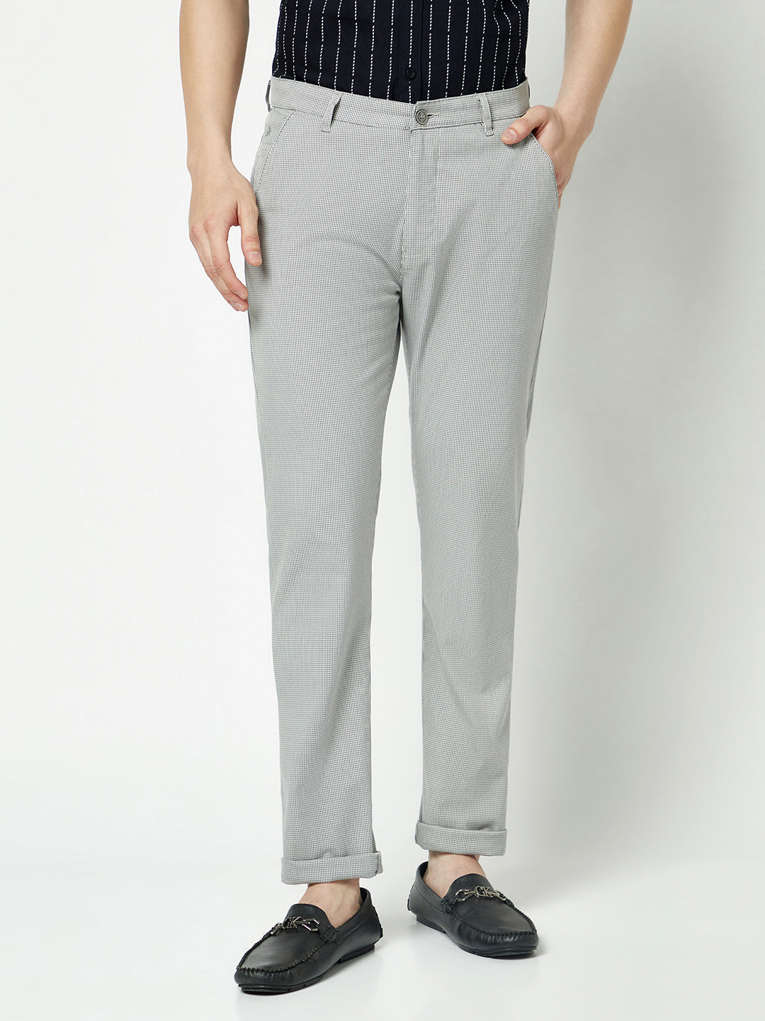  Grey Mini Checked Trousers