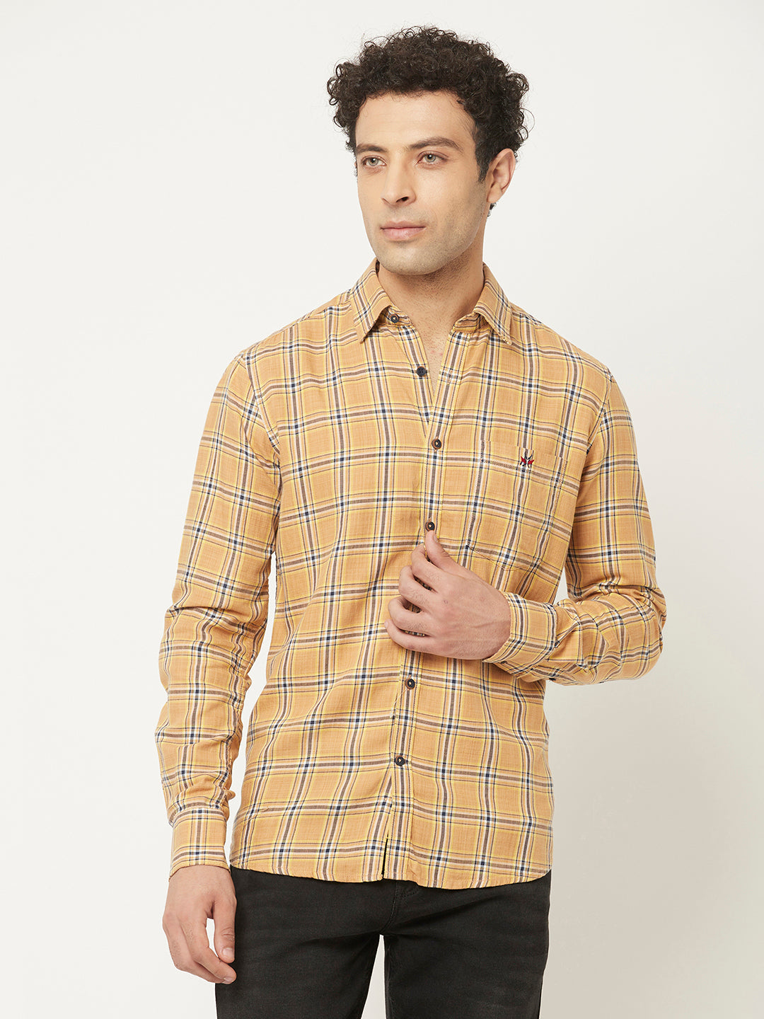   Beige Shirt in Tartan Checks