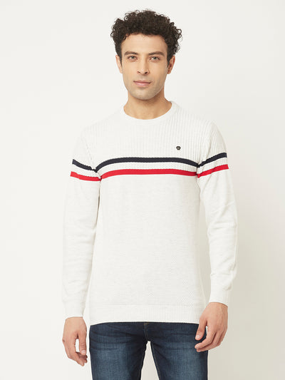 White Sweater in Pure Cotton-Men Sweaters-Crimsoune Club