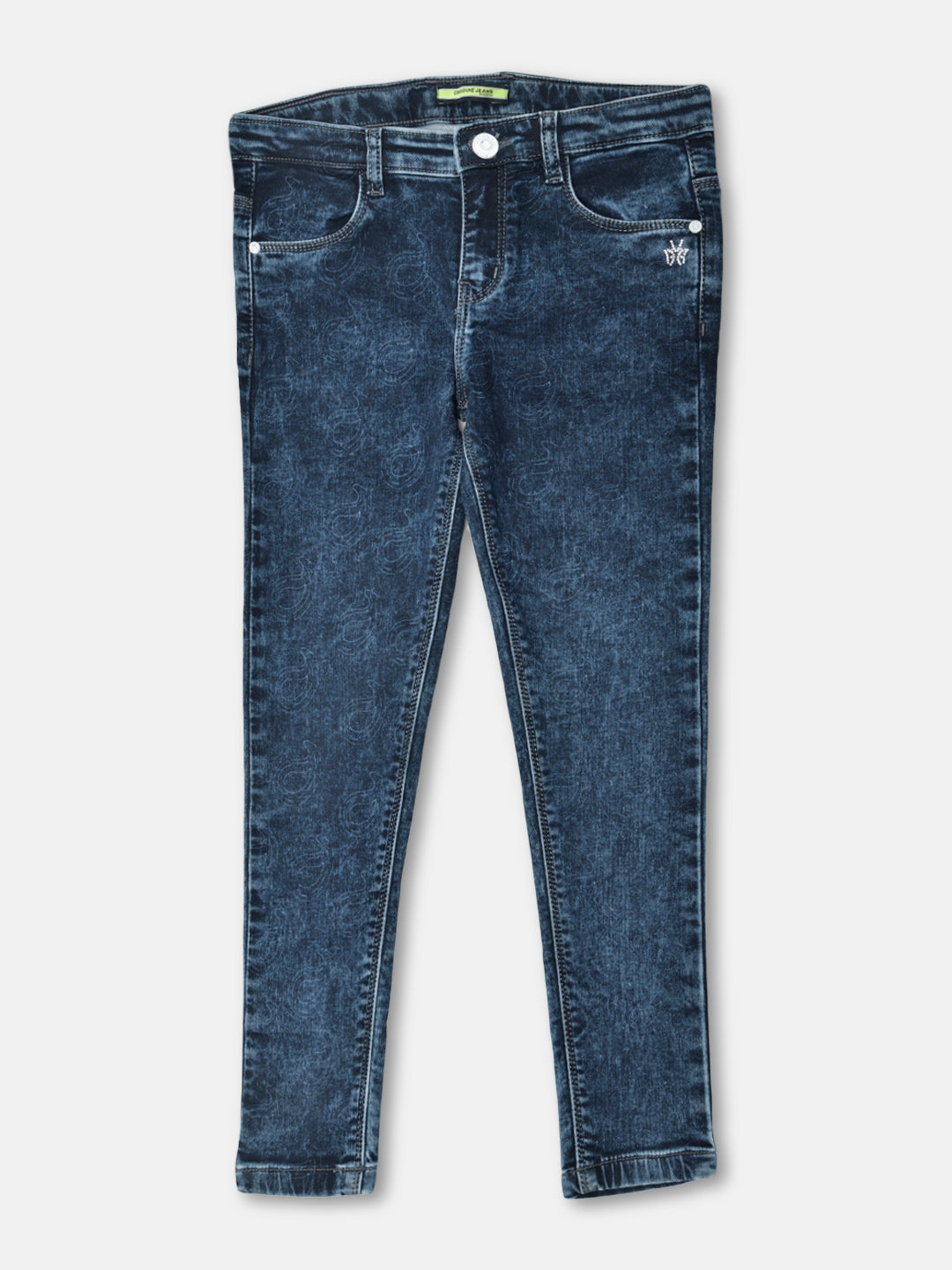 Blue Printed Jeans - Girls Jeans