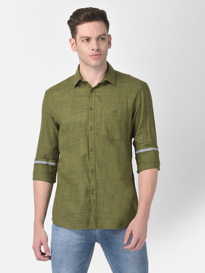 Olive Textured Shirt-Men Shirts-Crimsoune Club