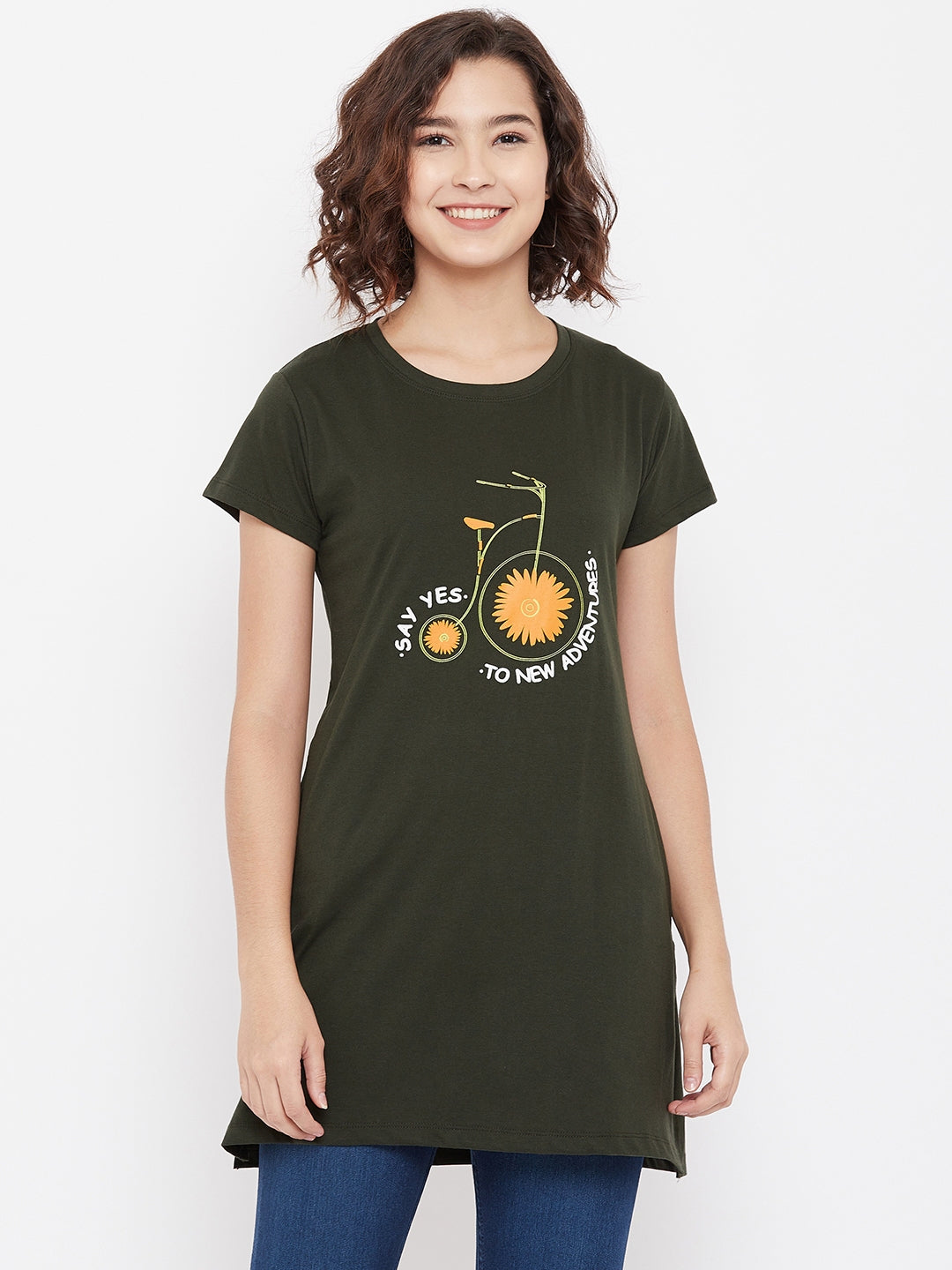 Printed Olive T-shirt - Women T-Shirts