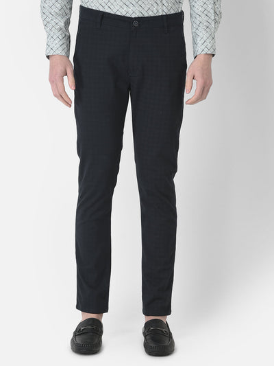  Navy Blue Checked Trousers