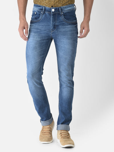 Lightly Faded Blue Jeans - Men Jeans