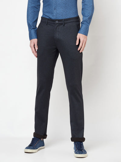 Navy Blue Striped Trousers - Men Trousers