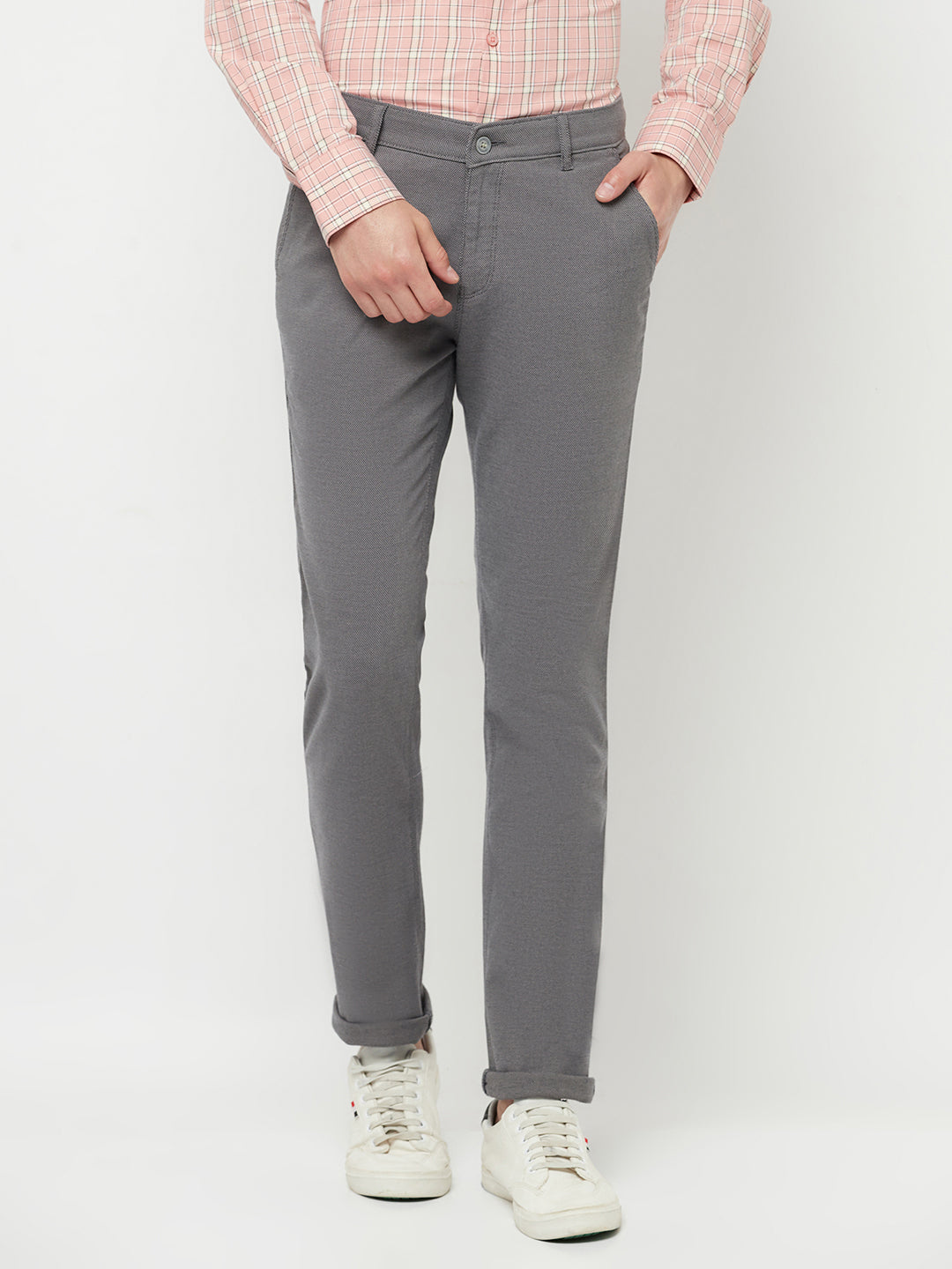 Grey Casual Trousers - Men Trousers