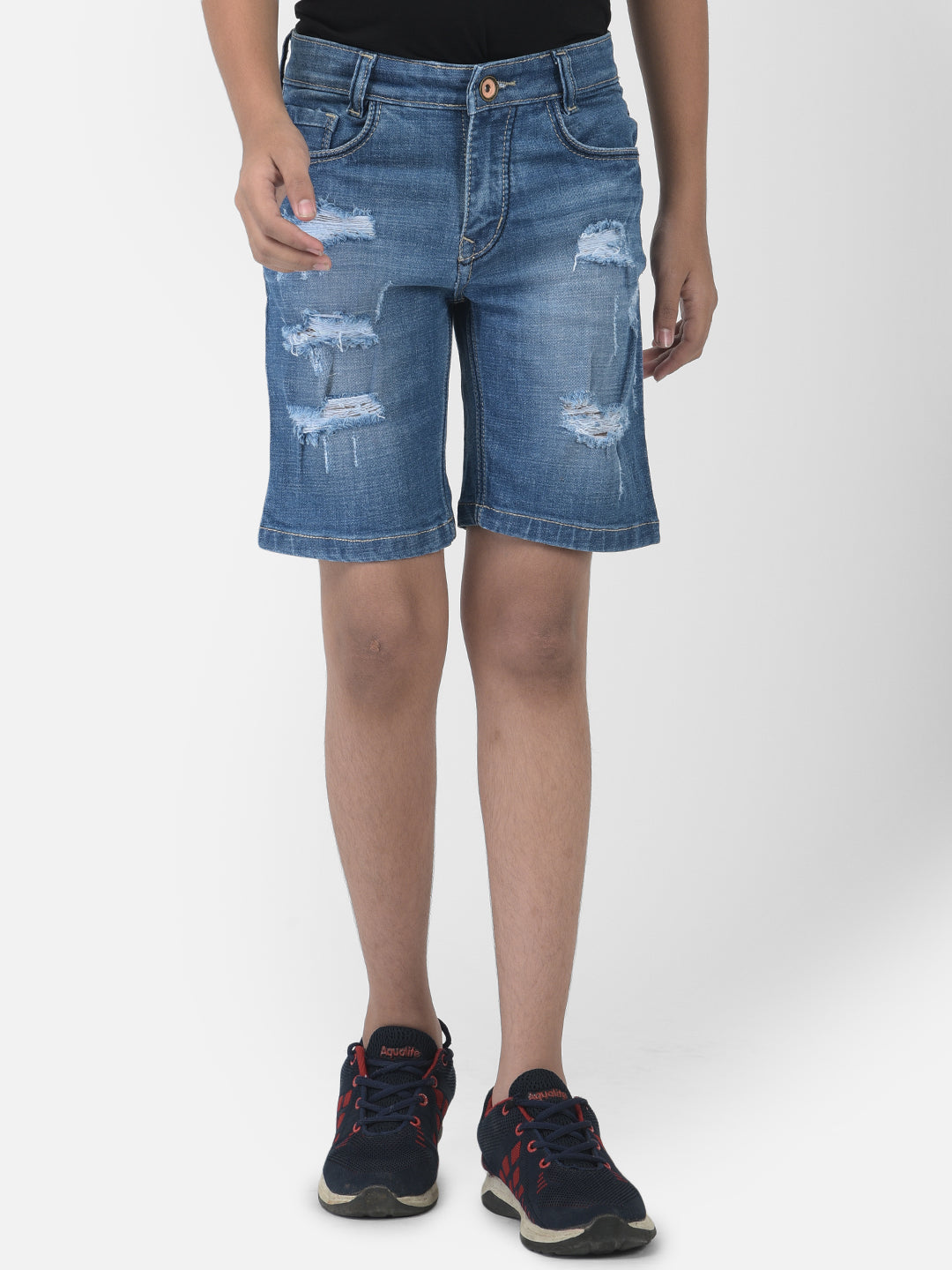 Blue Lightly Distressed Denim Shorts - Boys Shorts