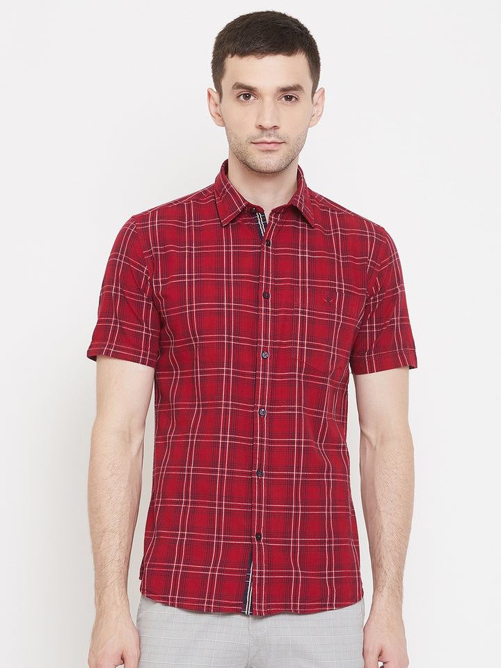 Red Checked shirt-Men Shirts-Crimsoune Club