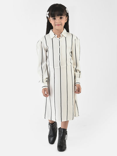 Off-White Dress with Stripes
