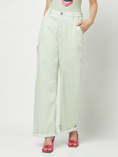  Mint Green Wide Leg Jeans 