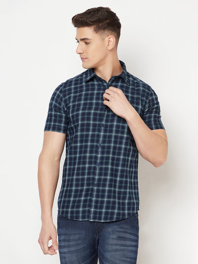 Navy Blue Shepherd Checked Shirt - Men Shirts