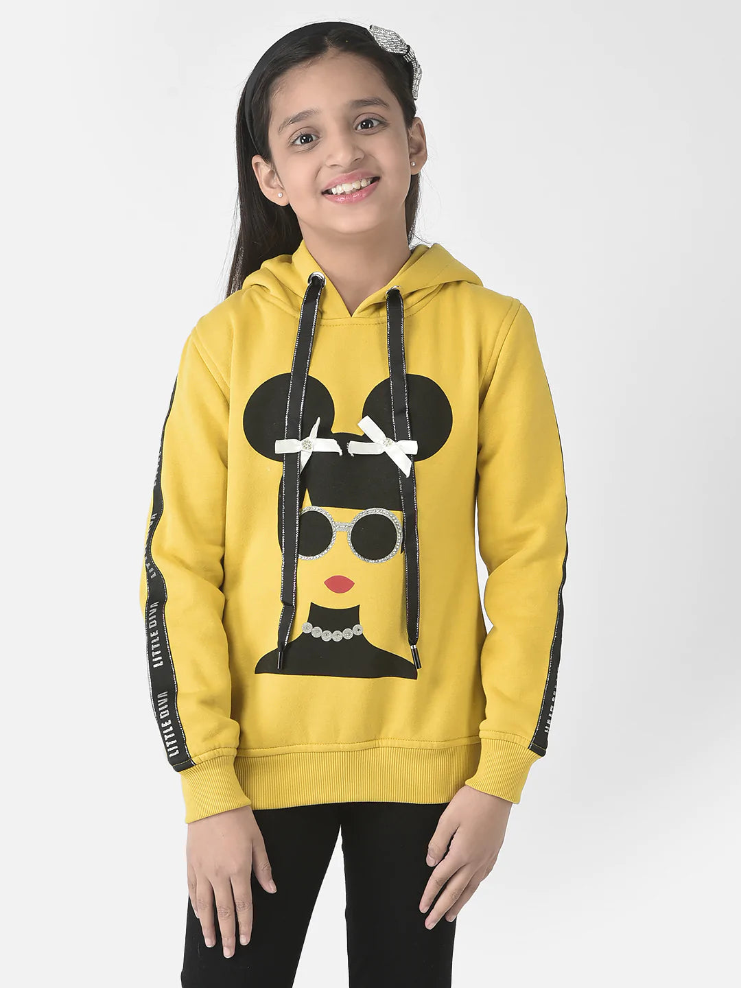  Mustard Graphic Face Hooded Sweatshirt